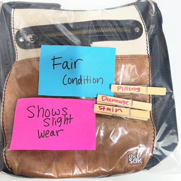 The Sak Crossbody Bag Women Black Colorblock Leather Zip Pocket Adjustable Strap - Picture 16 of 16